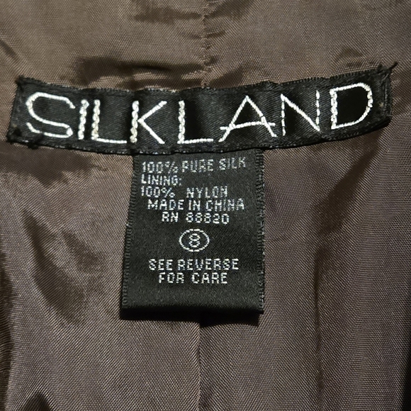 Y2K Silkland 100% Pure Silk Brown Trenchcoat Overcoat Women's 8 Lined 2 Pockets - Picture 12 of 13